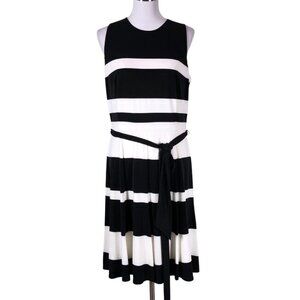 Lauren by Ralph Lauren Black & White Sleeveless Striped Lined Dress Size 6